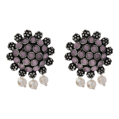 Stone Dome stud earrings (Baby Pink)