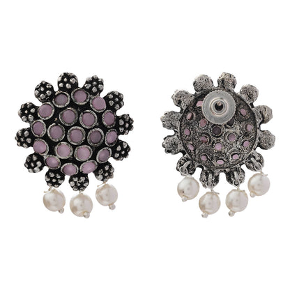 Stone Dome stud earrings (Baby Pink)
