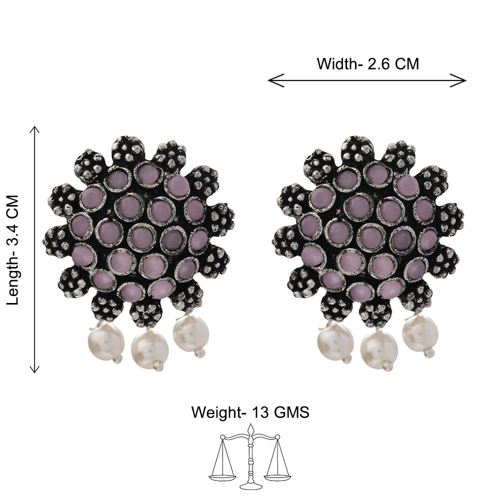 Stone Dome stud earrings (Baby Pink)