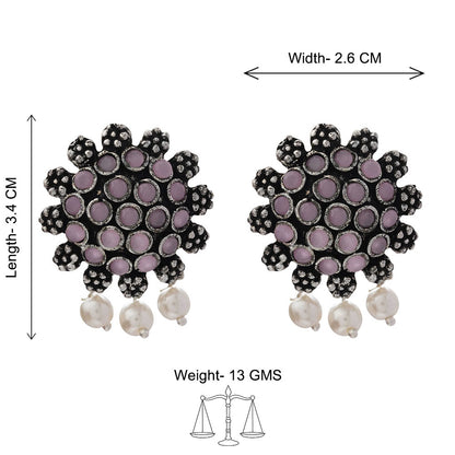 Stone Dome stud earrings (Baby Pink)