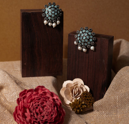 Stone Dome stud earrings (Mint)