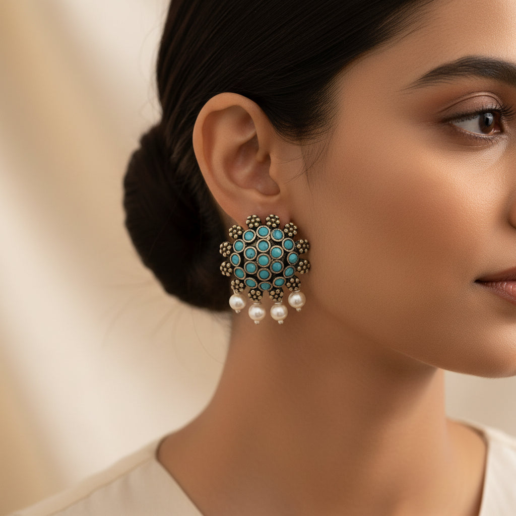 Stone Dome stud earrings (Mint)