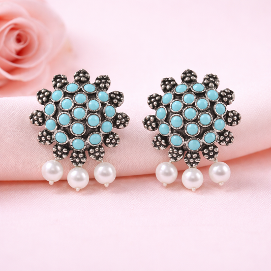 Stone Dome stud earrings (Mint)