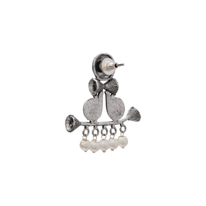 Heritage Bloom pearl stud earrings (Silver)