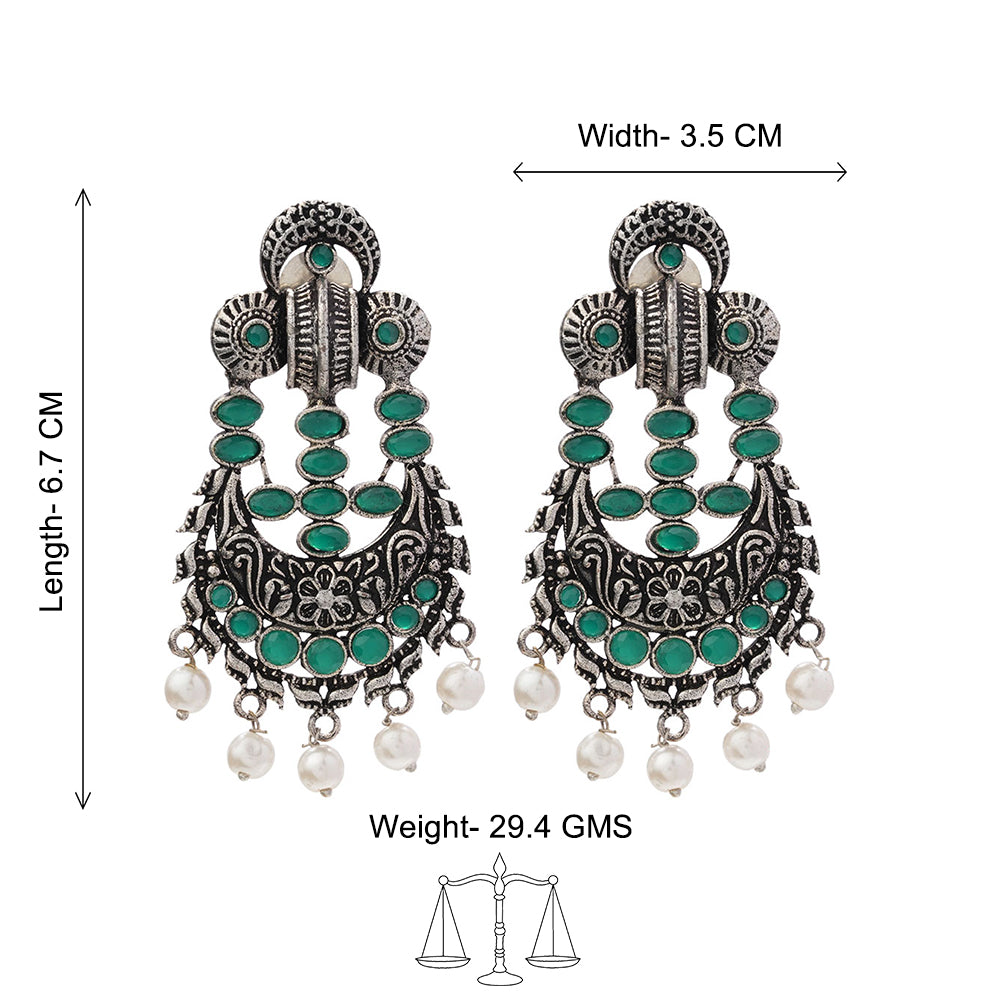 Heritage Bloom pearl stud earrings (Green)