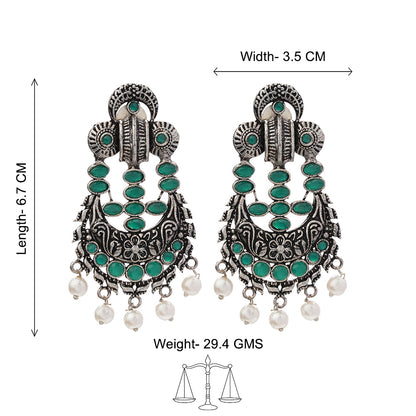 Heritage Bloom pearl stud earrings (Green)
