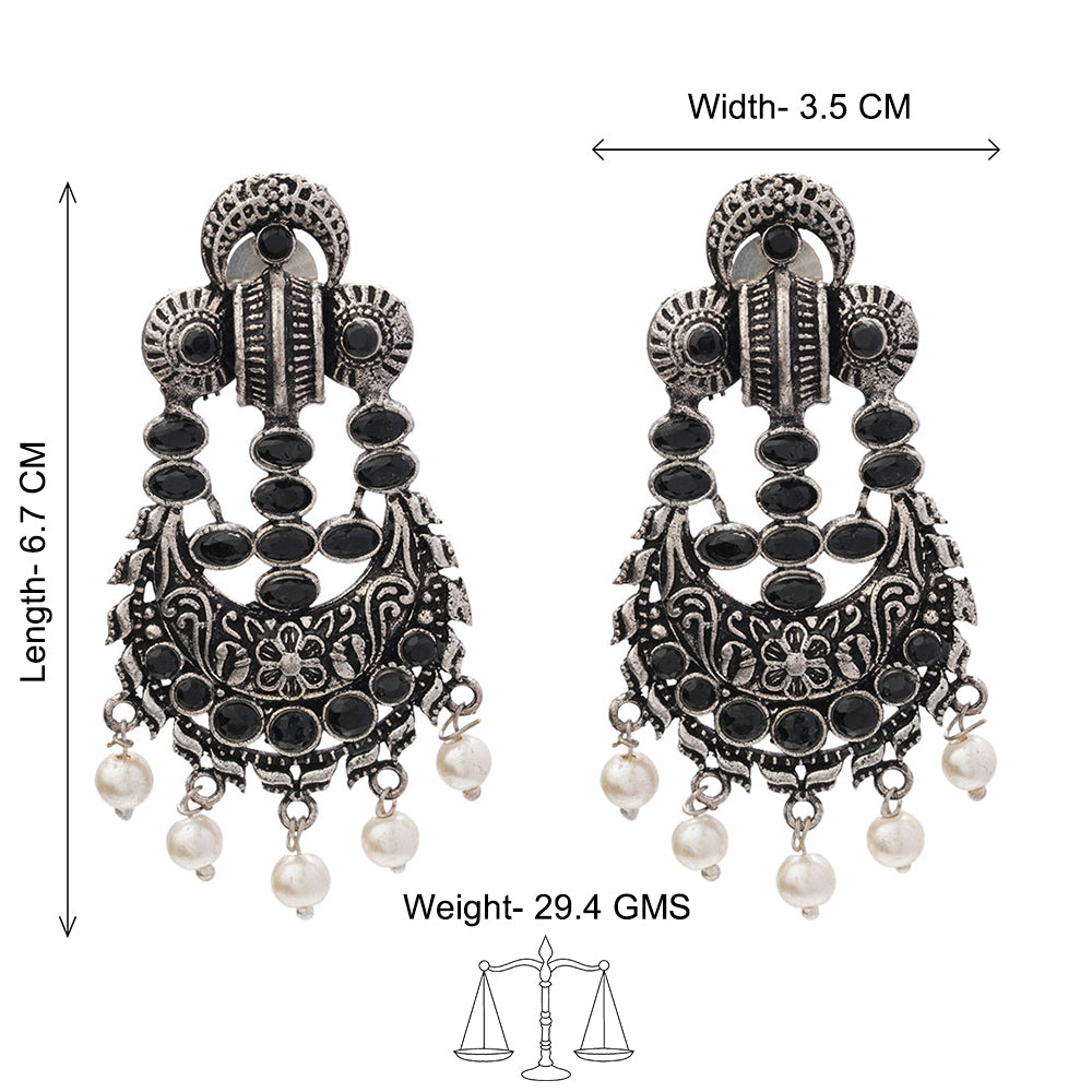 Heritage Bloom pearl stud earrings (Black)