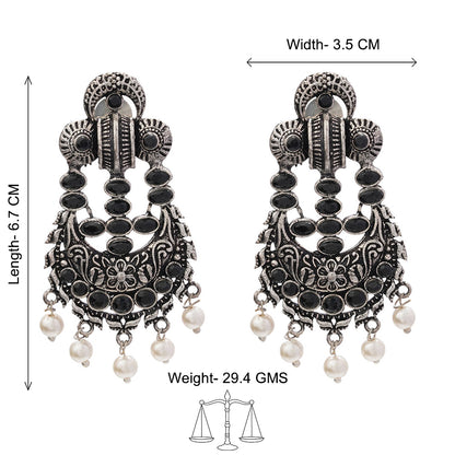 Heritage Bloom pearl stud earrings (Black)