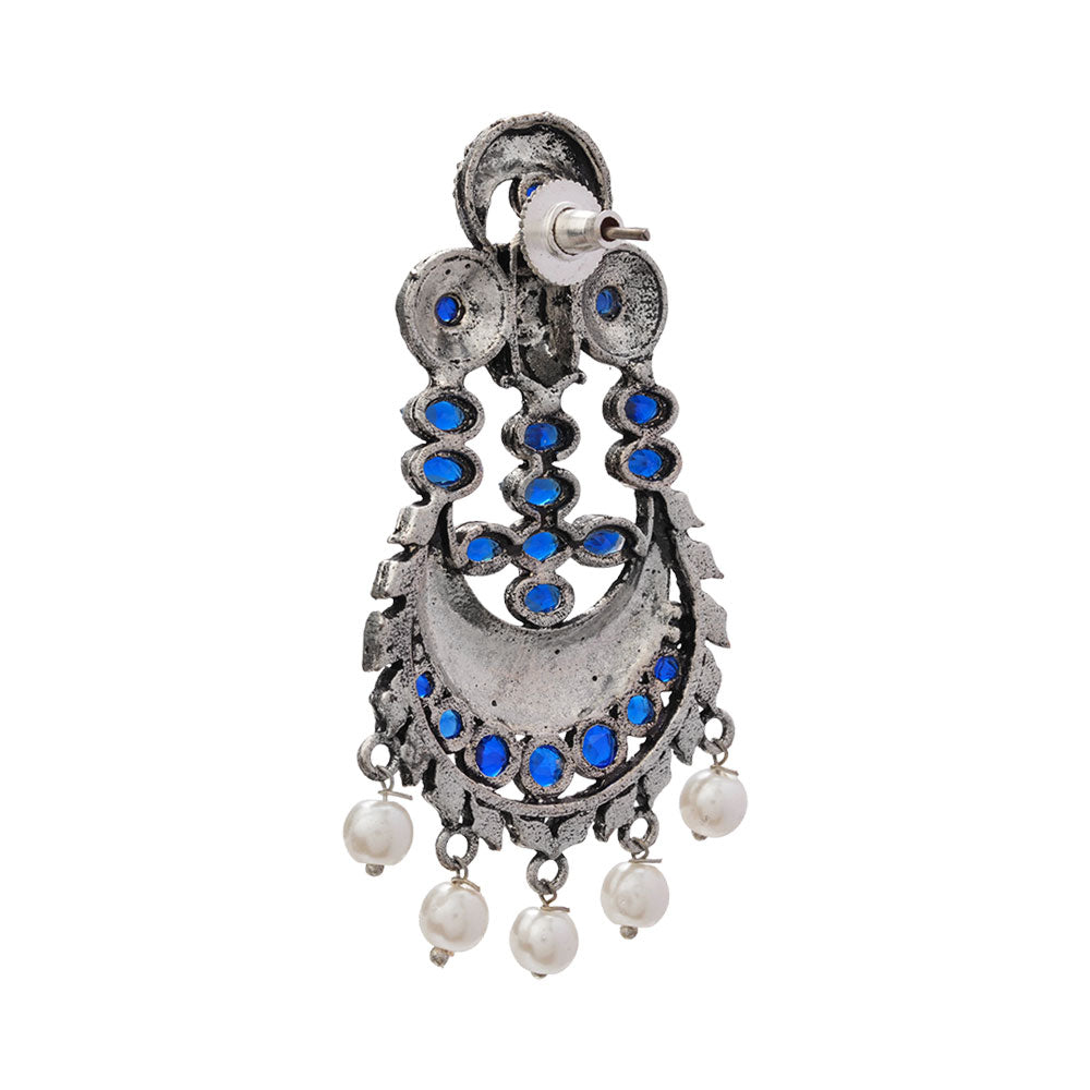 Heritage Bloom pearl stud earrings (Blue)