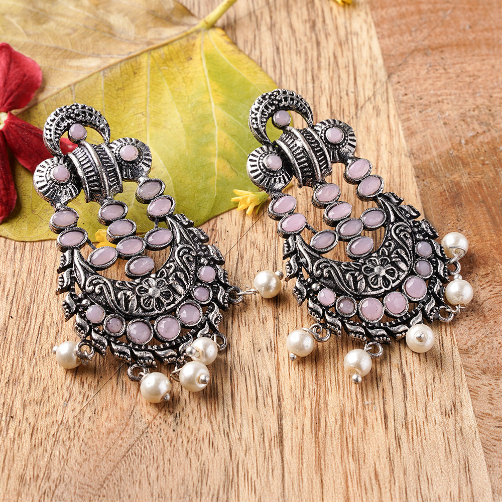 Heritage Bloom pearl stud earrings (Baby Pink)