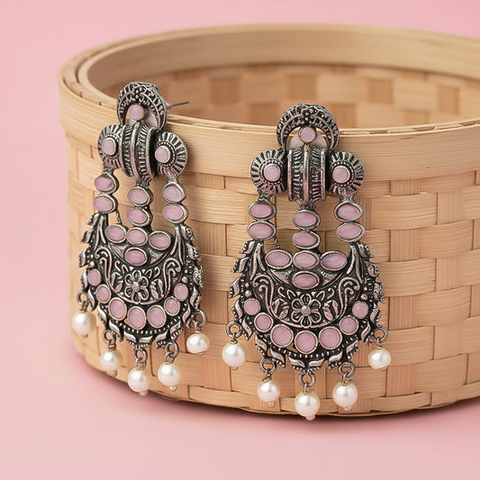 Heritage Bloom pearl stud earrings (Baby Pink)