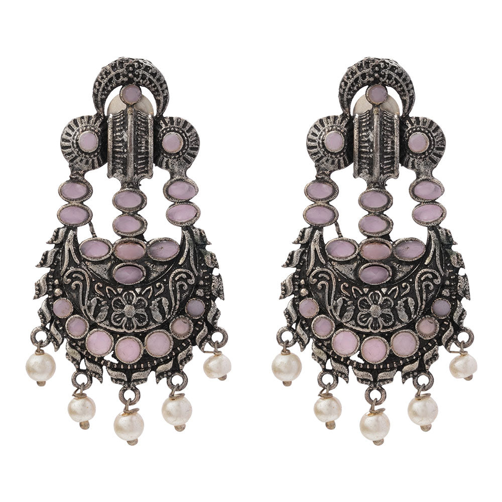 Heritage Bloom pearl stud earrings (Baby Pink)