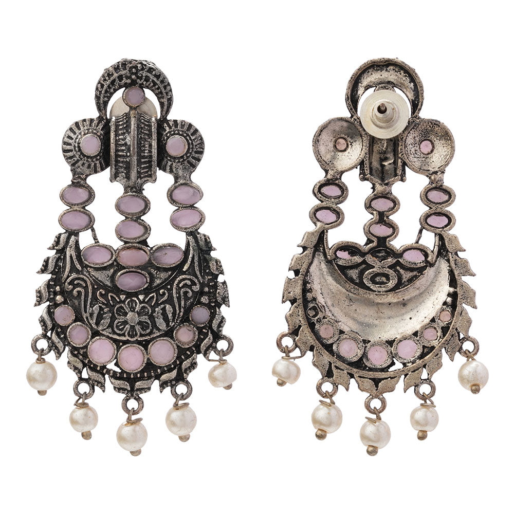 Heritage Bloom pearl stud earrings (Baby Pink)