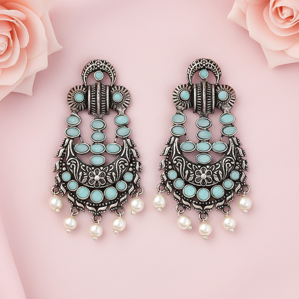 Heritage Bloom pearl stud earrings (Mint)