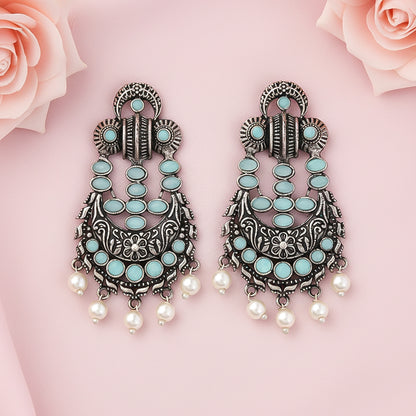 Heritage Bloom pearl stud earrings (Mint)