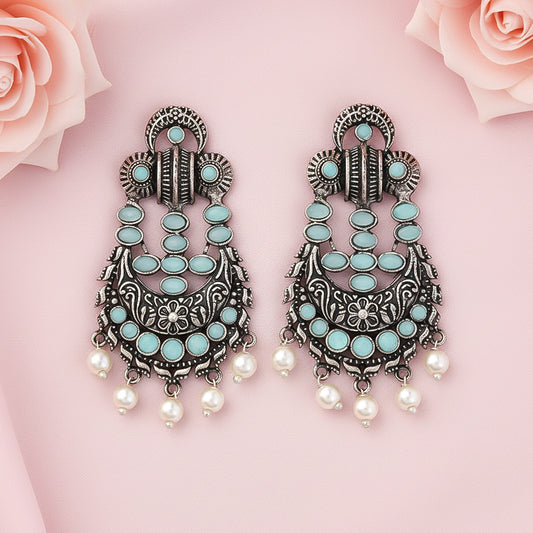Heritage Bloom pearl stud earrings (Mint)