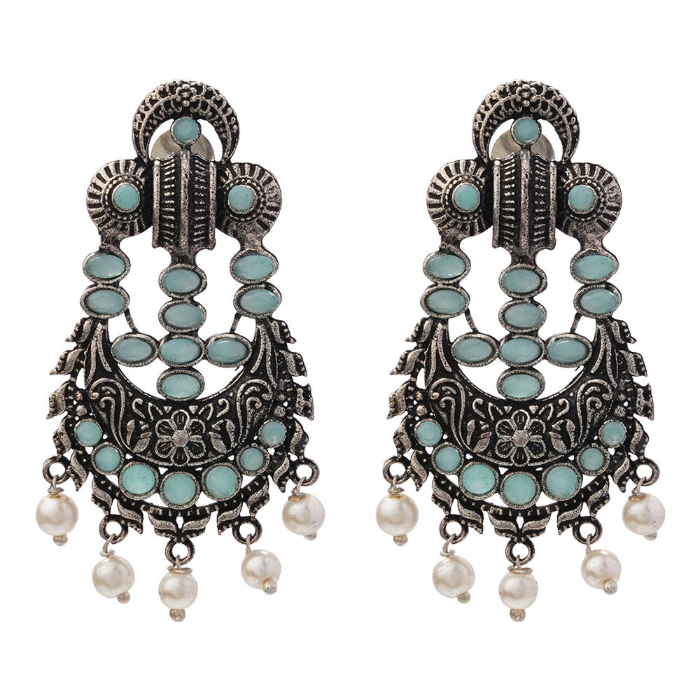 Heritage Bloom pearl stud earrings (Mint)