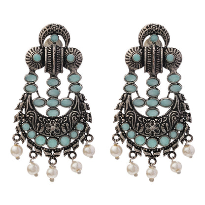 Heritage Bloom pearl stud earrings (Mint)