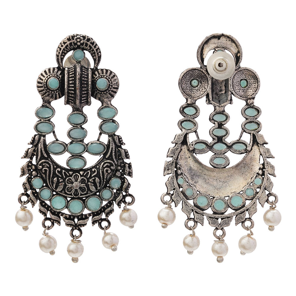 Heritage Bloom pearl stud earrings (Mint)