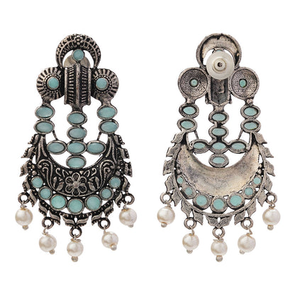 Heritage Bloom pearl stud earrings (Mint)