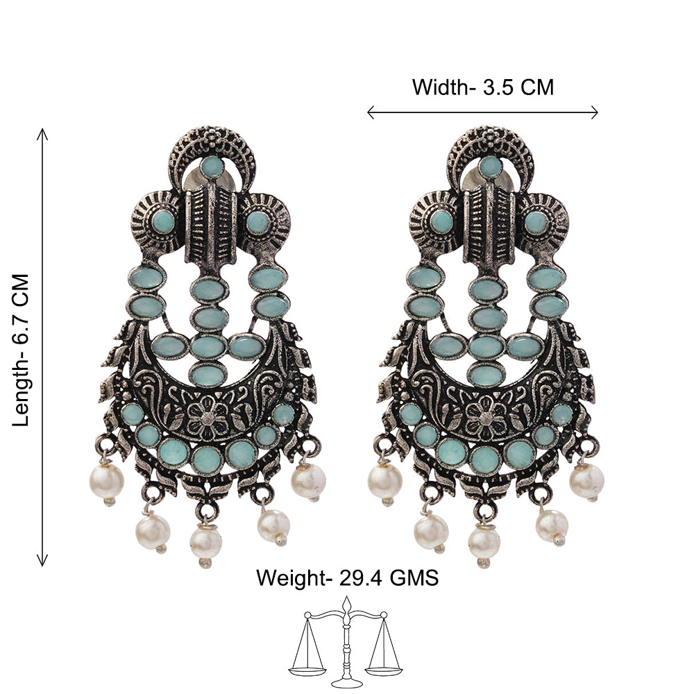 Heritage Bloom pearl stud earrings (Mint)