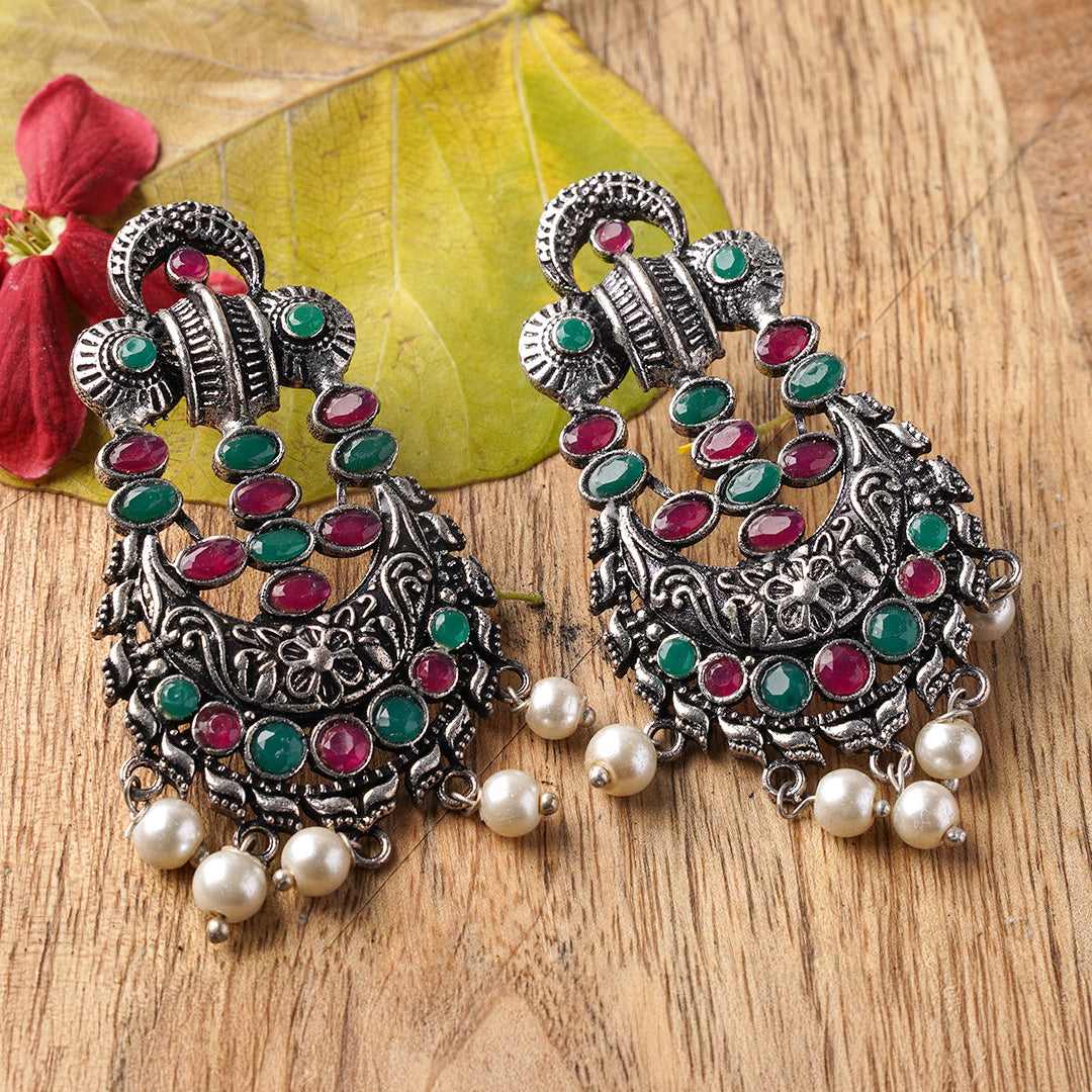 Heritage Bloom pearl stud earrings (Multicolored)