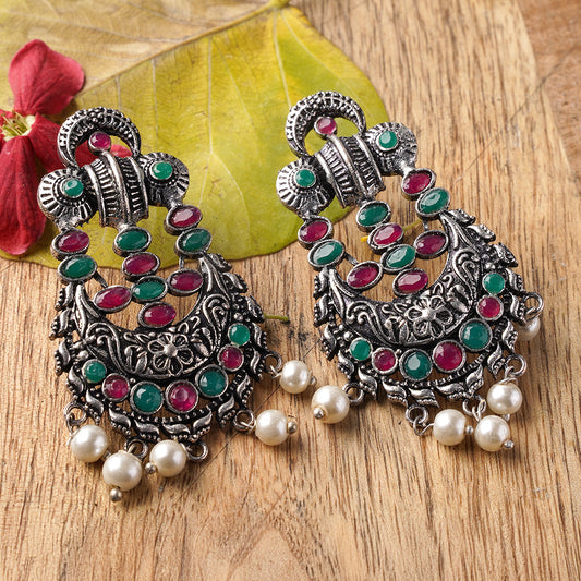Heritage Bloom pearl stud earrings (Multicolored)