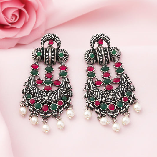 Heritage Bloom pearl stud earrings (Multicolored)