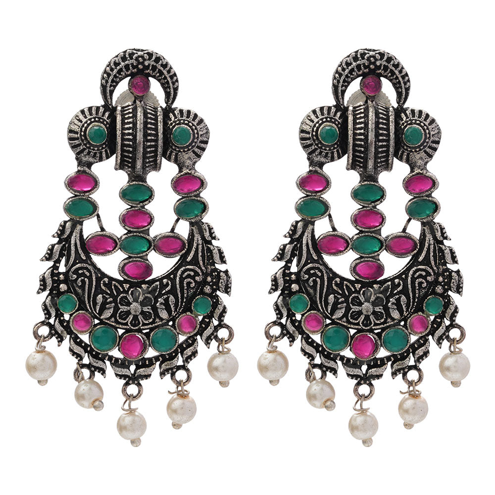 Heritage Bloom pearl stud earrings (Multicolored)