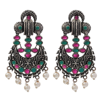 Heritage Bloom pearl stud earrings (Multicolored)