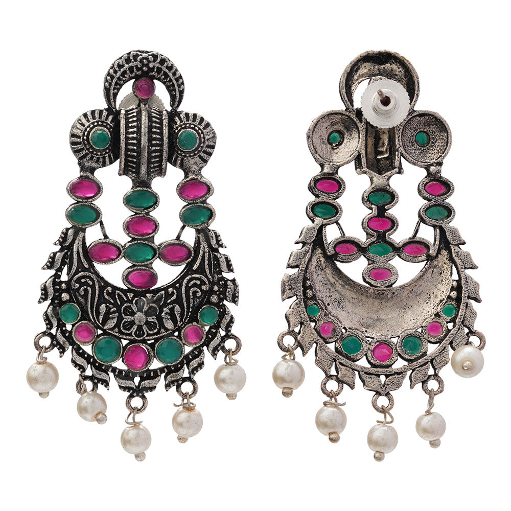 Heritage Bloom pearl stud earrings (Multicolored)