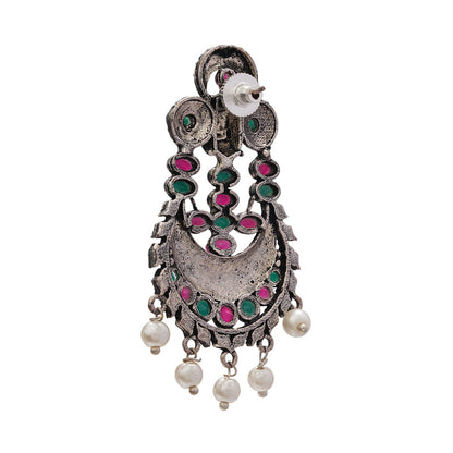 Heritage Bloom pearl stud earrings (Multicolored)