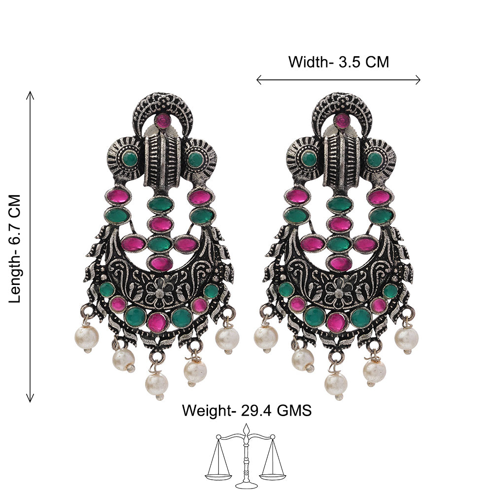 Heritage Bloom pearl stud earrings (Multicolored)