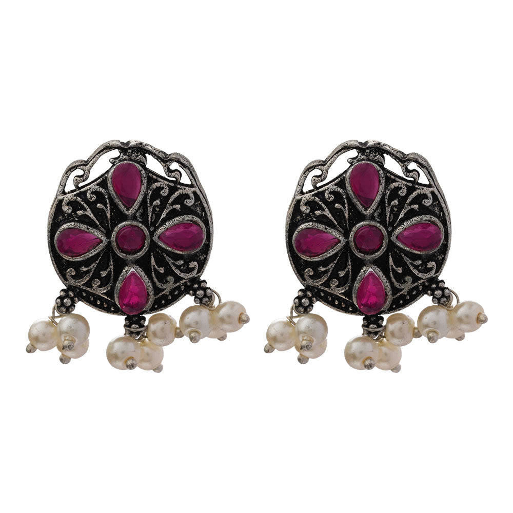 Gem Globe stud earrings (Red)