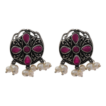 Gem Globe stud earrings (Red)