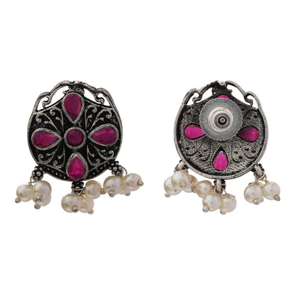 Gem Globe stud earrings (Red)