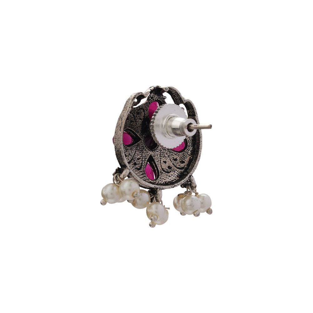 Gem Globe stud earrings (Red)