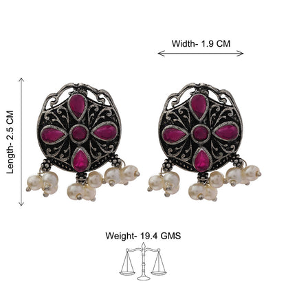 Gem Globe stud earrings (Red)
