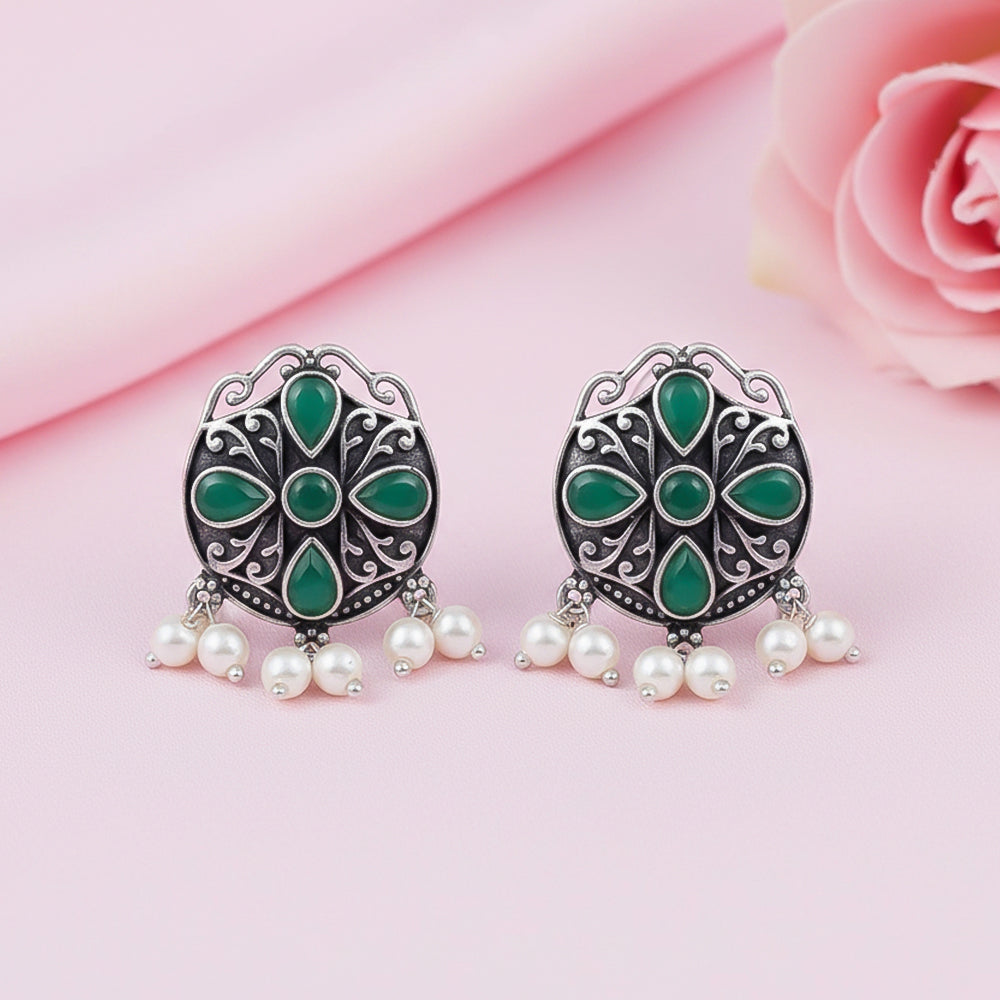 Gem Globe stud earrings (Green)