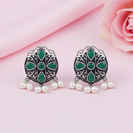 Gem Globe stud earrings (Green)