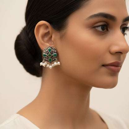 Gem Globe stud earrings (Green)