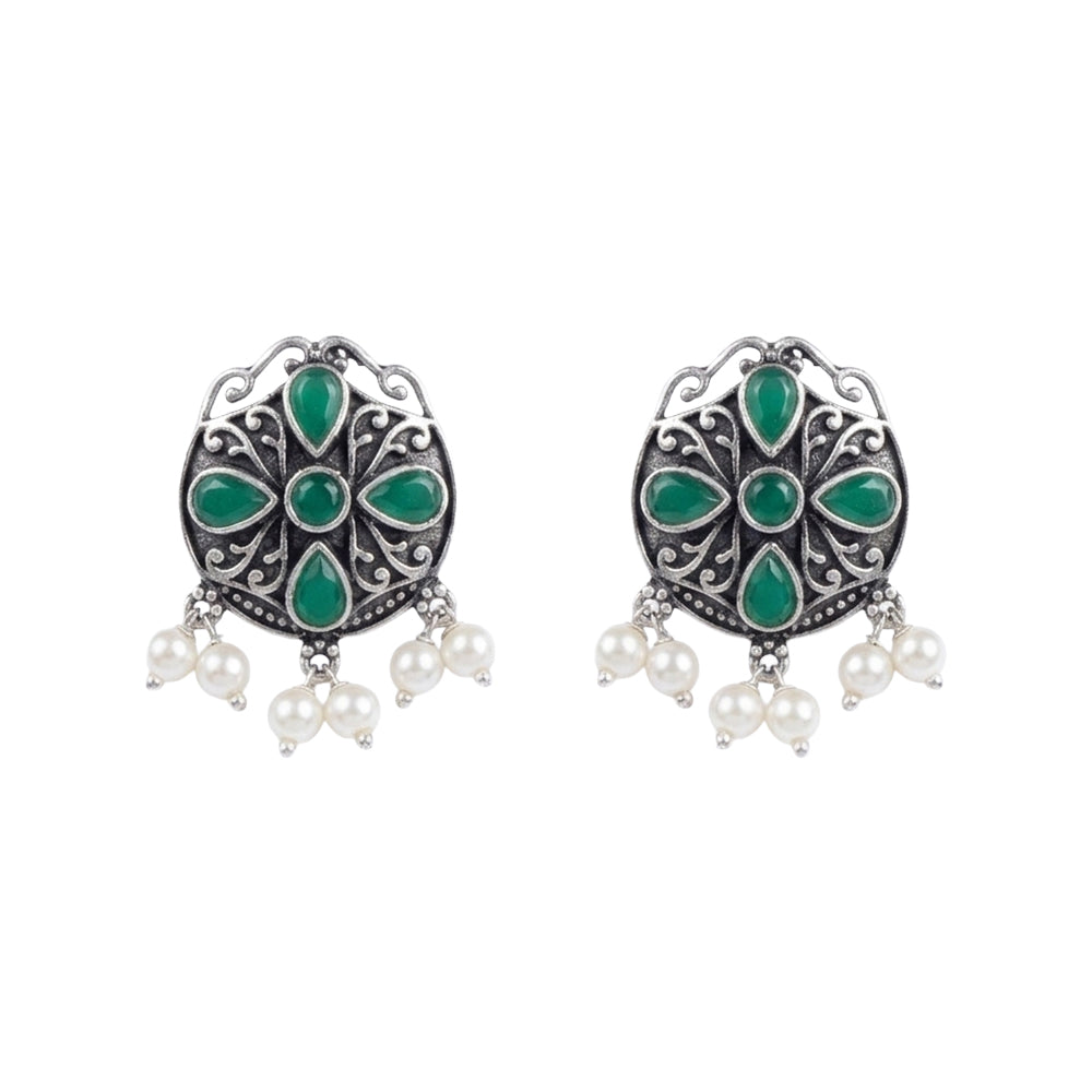 Gem Globe stud earrings (Green)