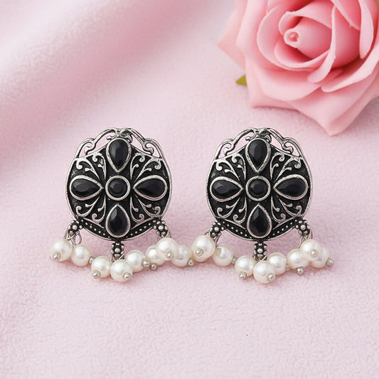 Gem Globe stud earrings (Black)