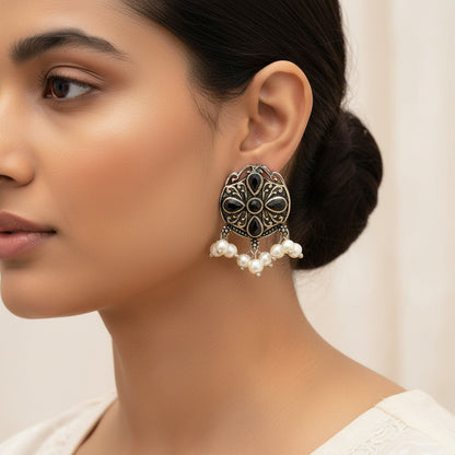 Gem Globe stud earrings (Black)