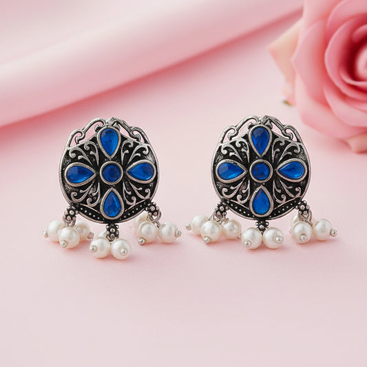 Gem Globe stud earrings (Blue)