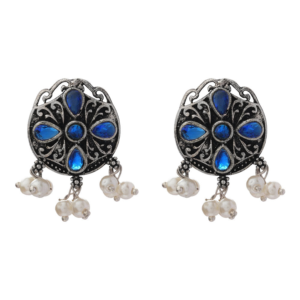 Gem Globe stud earrings (Blue)