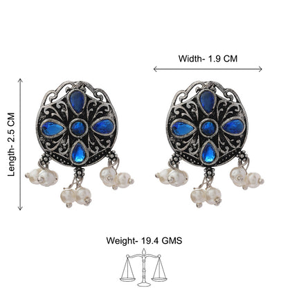 Gem Globe stud earrings (Blue)