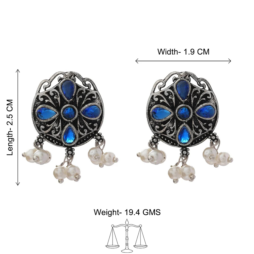 Peacock glow stone studded dangler earrings & Gem Globe stud earrings Combo set