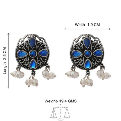Peacock glow stone studded dangler earrings & Gem Globe stud earrings Combo set