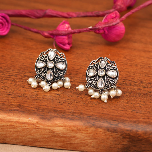 Gem Globe stud earrings (White)